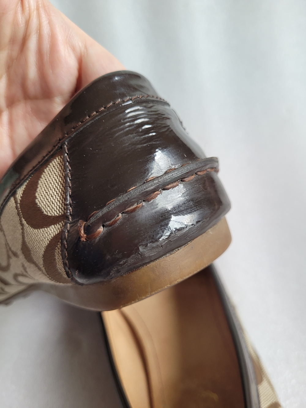 Coach Signature Canvas Loafers Brown with Metal Accent Vintage - Picture 15 of 15